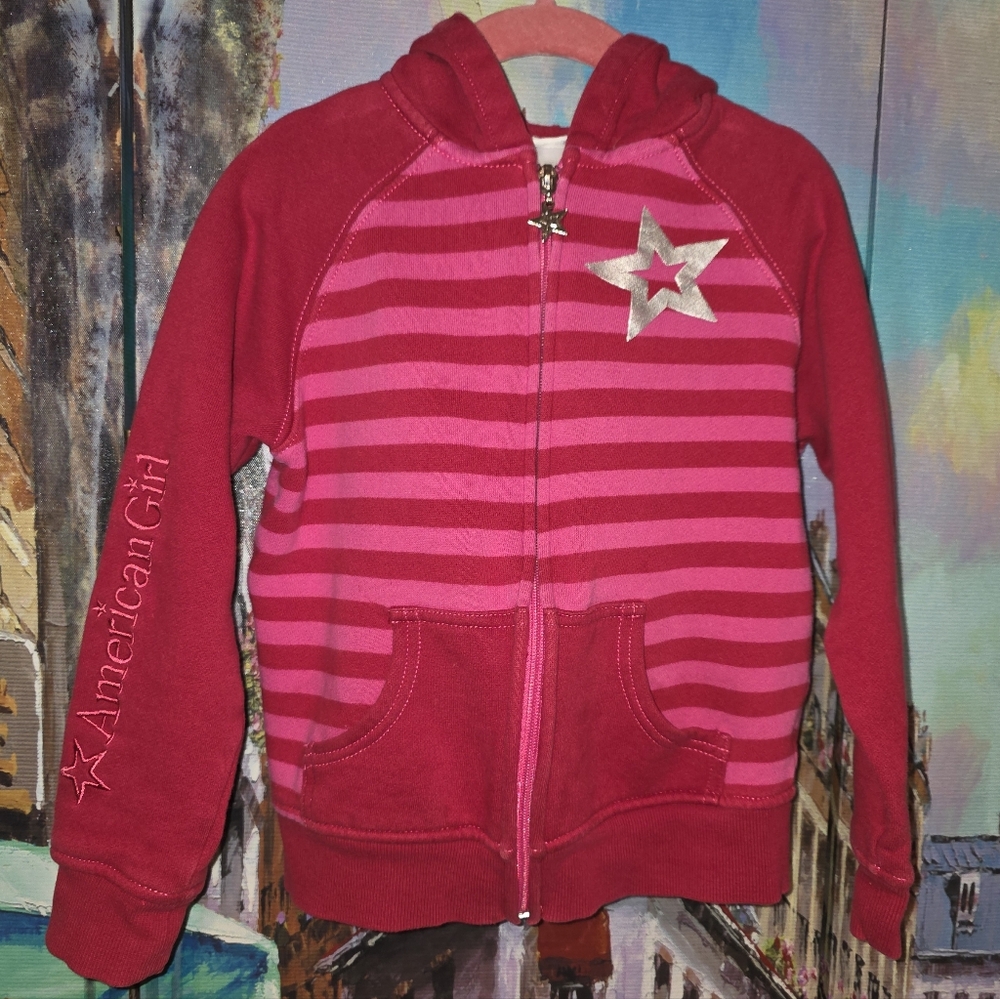 American Girl Zip Up Sweatshirt Hoodie S 7/8